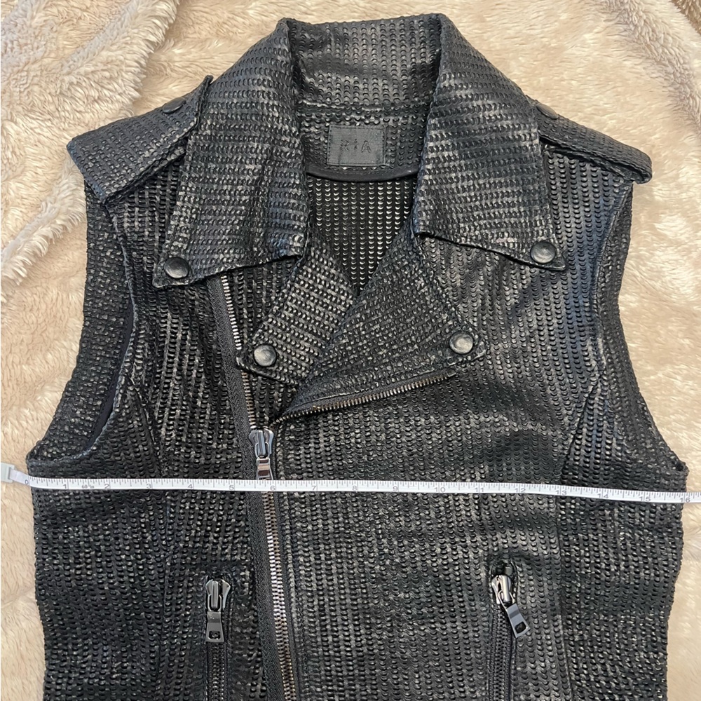 RtA DENIM Lamb Black Biker Vest - Picture 7 of 9